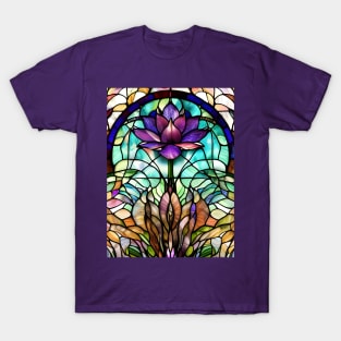 Stained Glass Lotus Flower T-Shirt